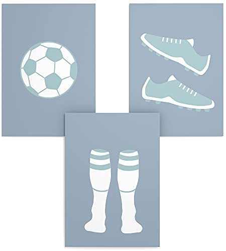 Papierschmiede® Kinderposter 3er Set, DIN A3 (30x42 cm) Wanddeko, Geschenk für Jungen & Mädchen Kinderzimmer Babyzimmer, Fußball von Papierschmiede