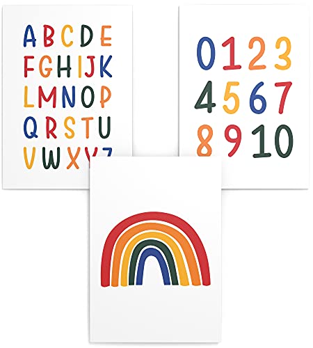 Papierschmiede® Kinderposter 3er Set Lernposter, DIN A4 (21x30 cm) Wanddeko, Geschenk für Mädchen & Jungen Kinderzimmer, Alphabet Buchstaben, ABC Zahlen Regenbogen bunt Papierschmiede® Kinderposter 3er Set Lernposter, DIN A4 (21x30 cm) Wanddeko, Geschenk für Mädchen & Jungen Kinderzimmer, Alphabet Buchstaben, ABC Zahlen Regenbogen bunt von Papierschmiede