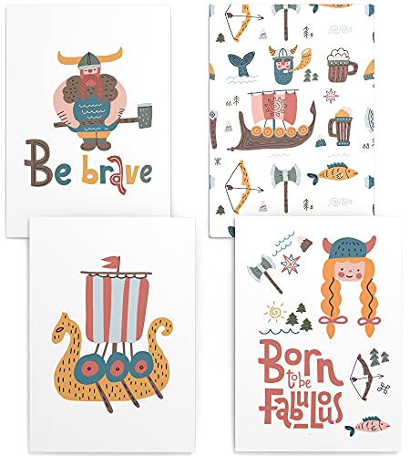 Papierschmiede® Kinderposter 4er Set, DIN A4 (21x30 cm) Wanddeko, Geschenk für Jungen Kinderzimmer Babyzimmer, Boot Schiff Axt Krieger, Wikinger Papierschmiede® Kinderposter 4er Set, DIN A4 (21x30 cm) Wanddeko, Geschenk für Jungen Kinderzimmer Babyzimmer, Boot Schiff Axt Krieger, Wikinger von Papierschmiede