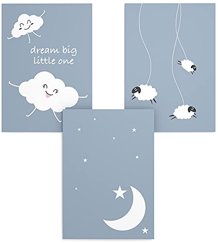 Papierschmiede® Kinderposter 3er Set, DIN A4 (21x30 cm) Wanddeko, Geschenk für Jungen & Mädchen Kinderzimmer Babyzimmer, Gute Nacht von Papierschmiede