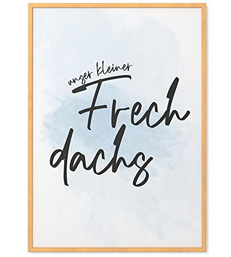 Papierschmiede® Kinderposter in A4 gerahmt in Natur-Holzrahmen, Wanddeko für Kinderzimmer, Babyzimmer oder Spielecke, Wandbild Geschenk für Jungen, Frechdachs von Papierschmiede
