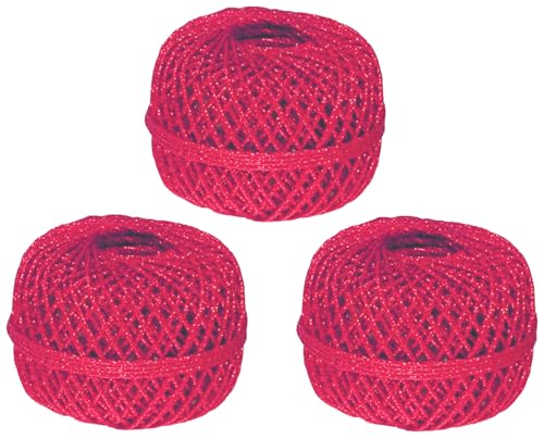 Papiertiger Geschenkkordeln 20mx1mm, Kordel aus Baumwolle + Faden aus Lurex mit einer Dicke von 1mm. (Rot, Lurex Kordel 3er Pack) von Papiertiger