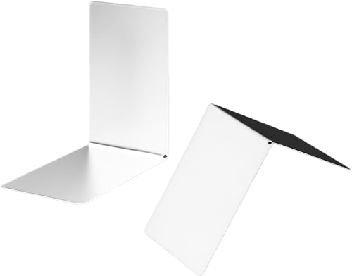 Papiertiger Metall-Buchstützen 85x140x140mm Weiß, 2 Paar | Für Bücher, Zeitschriften, Ordner und Ringbücher von Papiertiger