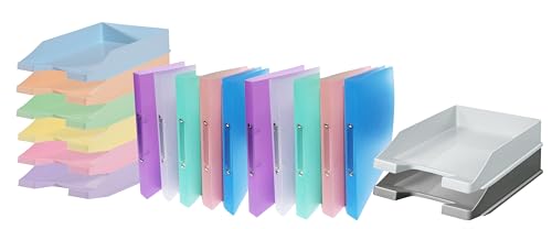 Papiertiger Premium Ringbuch aus dickem Kunststoff | DIN A4 20mm Rücken mit 2-Ring Mechanik 15mm | perfekt für Schule, Büro und Freizeit (10 Pastell Premium + Ablagen) von Papiertiger