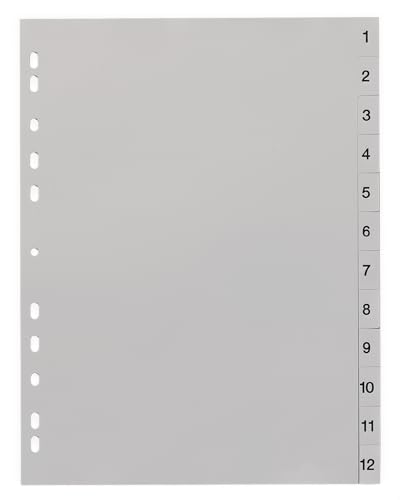 Papiertiger Register PP (1-12 Grau PP, DIN A4 | 3 Stück) von Papiertiger