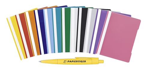 Papiertiger Schnellhefter Marke Brunnen PP für Schule und Büro mit Papiertiger Kugelschreiber (Schulqualität, Sortierung, 12er Pack) von Papiertiger