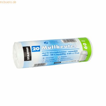 Papstar Müllbeutel 12104 72x60cm 60l LDPE weiß 20 Stück Papstar Müllbeutel 12104 72x60cm 60l LDPE weiß 20 Stück von Papstar