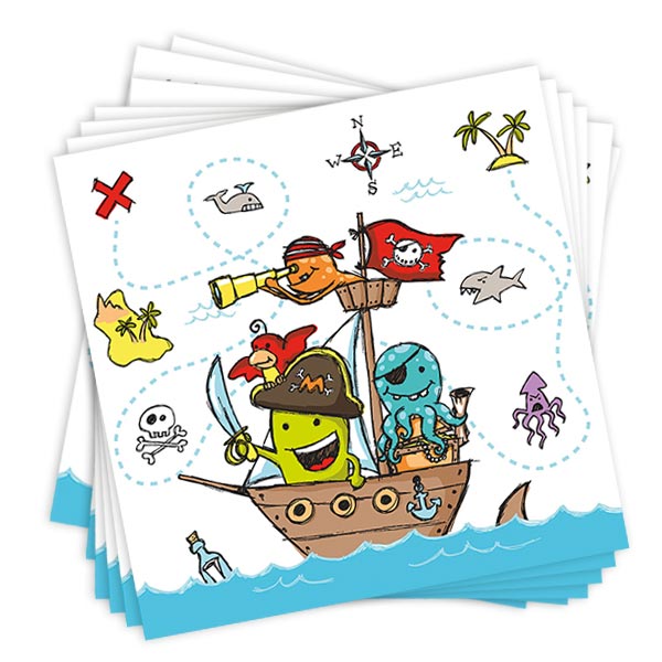 Servietten Piraten im 20er Pack, 33cm x 33cm Servietten Piraten im 20er Pack, 33cm x 33cm von Papstar