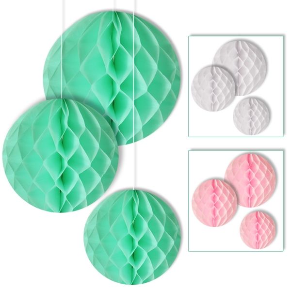 Wabenball 3er Set, 20cm, 25cm, 35cm+Schnur+Klebepads Wabenball 3er Set, 20cm, 25cm, 35cm+Schnur+Klebepads von Papstar