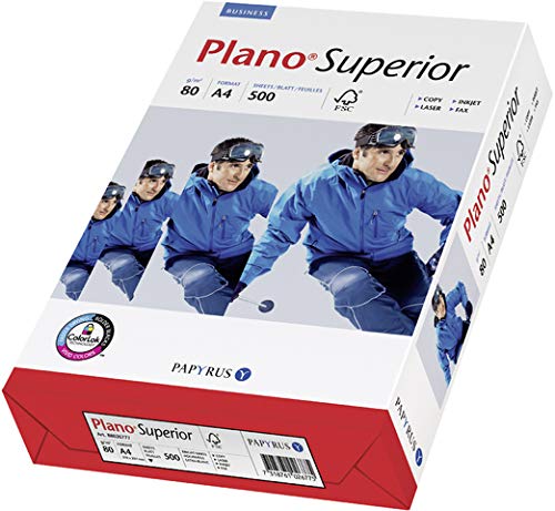 PAPYRUS Multifunktionspapier Plano® Superior, A4, 80 g/m², ECF, hochweiß, matt (500 Blatt), Sie erhalten 1 Packung á 500 Blatt von PAPYRUS