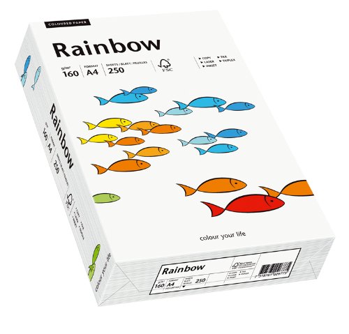 Papyrus 88042209 Drucker-/Kopierpapier farbig: Bastelpapier Rainbow 160 g/m², A4 250 Blatt weiß, matt von Papyrus