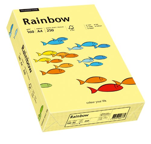 Papyrus 88042305 Drucker-/Kopierpapier farbig, Bastelpapier Rainbow: 160 g/m², A4 250 Blatt Buntpapier, hellgelb von Papyrus