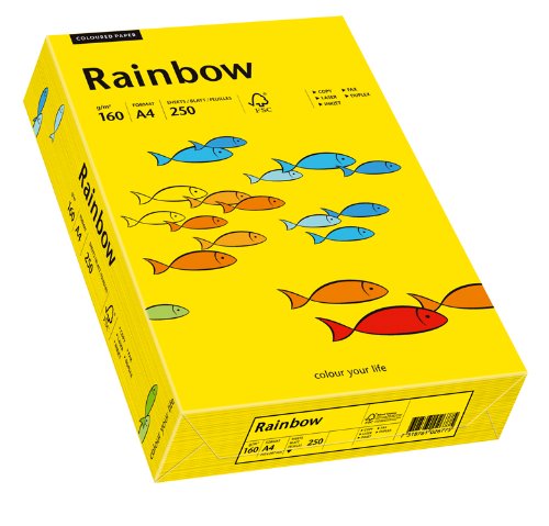 Papyrus 88042395 Drucker-/Kopierpapier farbig, Bastelpapier: Rainbow 160 g/m², A4, 250 Blatt, matt, intensivgelb von Papyrus