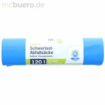 Papyrus Öko-Abfallsäcke Triline 120 Liter 75my blau VE=15 Stück von Papyrus