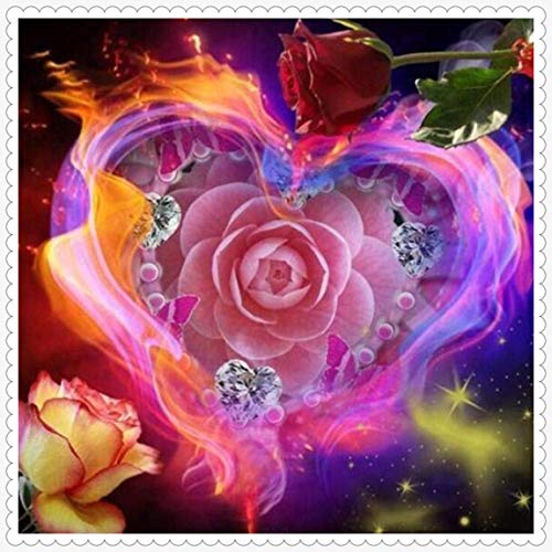 ParNarZar 5D Diamond Painting Runde Stein Liebe und Rosen 35x35 cm für Eingang, Haus, Wand, Wohnstub Und Treppe Dekoration von ParNarZar