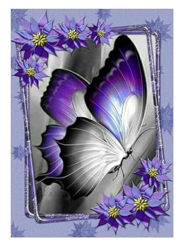 ParNarZar Diamond Painting Set für Erwachsene Lila Schmetterling 35x45cm Klein Runde Steine vollbild set für Küche, Speisesaal, Wohnstub, Schlafzimmer, Eingangshalle, Treppe von ParNarZar