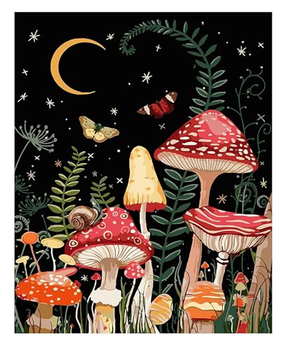 ParNarZar Diamond Painting Set für Erwachsene Pilz Mond Schmetterling 35x45cm Klein Eckige Steine vollbild set für Küche, Speisesaal, Wohnstub, Schlafzimmer, Eingangshalle, Treppe von ParNarZar