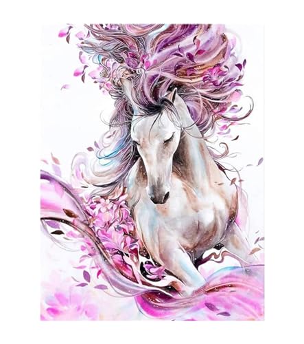 ParNarZar DIY 5D Diamond Painting Pink Horse 35 x 45 cm, Runde Steine Groß Full Vollbild Set für Wohnzimmer, Schlafzimmer, Eingangshalle, Durchgang, Schornstein von ParNarZar