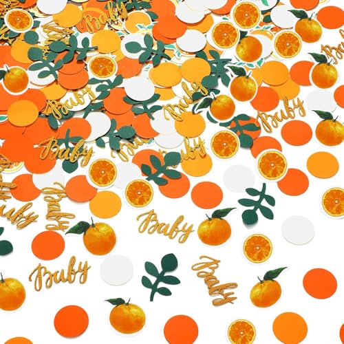 ParPix 100 Stück Konfetti Babyparty Deko Junge Mädchen, Groß Streudeko Baby Party Dekoration, Orange Baby Shower Deko Confetti,Deko Babyparty Neutral Konfetti, Babyparty Tischdeko,Babyshower Streudeko von ParPix