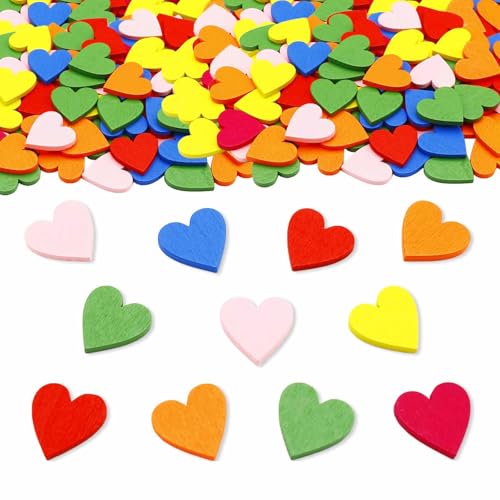 ParPix 100 Stück Bunt Holzherz Konfetti Hochzeitsdeko, 2cm Holz Herz Streudeko Hochzeit,Tischdeko Hochzeit Confetti, Hochzeitsdeko Tisch, Holzherzen Deko Hochzeit,Herz Konfetti für Hochzeit Geburtstag von ParPix