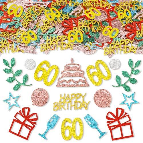 ParPix 100 Stück Bunt Konfetti Geburtstag Deko (60 Geburtstag) von ParPix