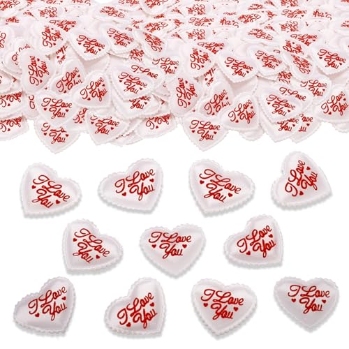 ParPix 100 Stück Weiß Schwamm Herz Konfetti mit I Love You, Groß 3,5cm Herzen Hochzeit Streudeko, Tischdeko Hochzeits, Hochzeit Deko Herzen Confetti, Stoff Herzs Konfetti für Heiratsantrag Geburtstag von ParPix