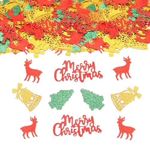 ParPix 100 Stück Weihnachten Streudeko Groß, Bunt Deko Konfetti, Glitzer Tischdeko, Merry Christmas Konfetti, Streudeko Confetti, Weihnachtsbaum Dekorationen von ParPix
