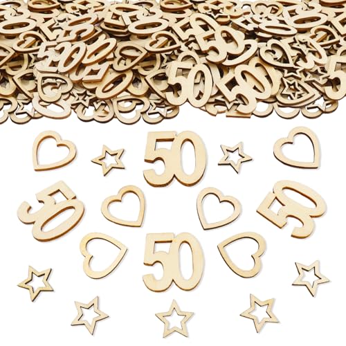 ParPix 150 Stück Holz 50 Geburtstag Deko Konfetti, Holzherz Stern Streudeko 50. Geburtstag Deko, 3cm Confetti Deko 50 Geburtstag Frau Mann, Tischdeko 50 Geburtstag Frau, Goldene Hochzeit Konfetti ParPix 150 Stück Holz 50 Geburtstag Deko Konfetti, Holzherz Stern Streudeko 50. Geburtstag Deko, 3cm Confetti Deko 50 Geburtstag Frau Mann, Tischdeko 50 Geburtstag Frau, Goldene Hochzeit Konfetti von ParPix