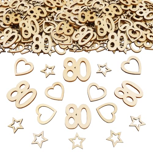 ParPix 150 Stück Holz 80 Geburtstag Deko Konfetti, Confetti Deko 80 Geburtstag Frau Mann, Holzherz Stern Streudeko 80. Geburtstag Deko, Tischdeko 80 Geburtstag Frau, 3cm Streudeko 80. Geburtstag Mann ParPix 150 Stück Holz 80 Geburtstag Deko Konfetti, Confetti Deko 80 Geburtstag Frau Mann, Holzherz Stern Streudeko 80. Geburtstag Deko, Tischdeko 80 Geburtstag Frau, 3cm Streudeko 80. Geburtstag Mann von ParPix
