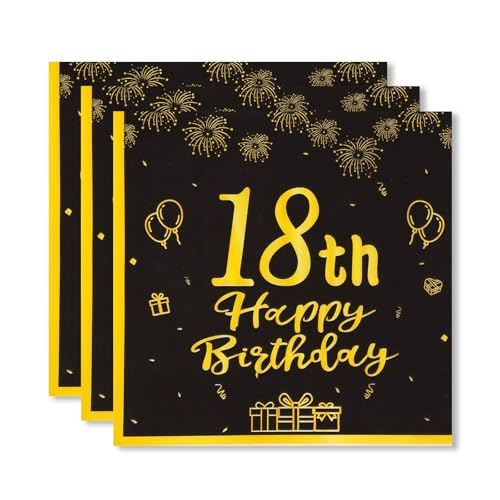 ParPix 20 Stück 18 Geburtstag Deko Servietten, 33x33cm Servietten 18. Geburtstag Mädchen Junge, 18 Geburtstag Tischdeko Papierservietten, Deko 18. Geburtstag Servietten, 18th Happy Birthday Servietten ParPix 20 Stück 18 Geburtstag Deko Servietten, 33x33cm Servietten 18. Geburtstag Mädchen Junge, 18 Geburtstag Tischdeko Papierservietten, Deko 18. Geburtstag Servietten, 18th Happy Birthday Servietten von ParPix