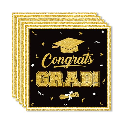 ParPix 24 Stück Abschluss Deko Servietten, 33x33cm Graduation Deko Servietten, Schwarz Gold Papierservietten Abschluss Tischdeko, Abschlussdeko Servietten, Abschluss Party Dekoration Papierservietten ParPix 24 Stück Abschluss Deko Servietten, 33x33cm Graduation Deko Servietten, Schwarz Gold Papierservietten Abschluss Tischdeko, Abschlussdeko Servietten, Abschluss Party Dekoration Papierservietten von ParPix