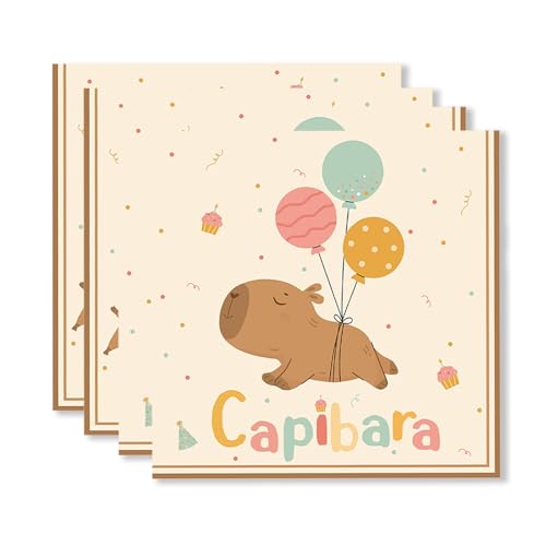ParPix 20 Stück Capybara Geburtstag Servietten, 33x33cm Kapibara Kindergeburtstags Papierservietten, Capybara Geburtstag Party Deko Servietten, Capybara Happy Birthday Servietten für Junge Mädchen ParPix 20 Stück Capybara Geburtstag Servietten, 33x33cm Kapibara Kindergeburtstags Papierservietten, Capybara Geburtstag Party Deko Servietten, Capybara Happy Birthday Servietten für Junge Mädchen von ParPix