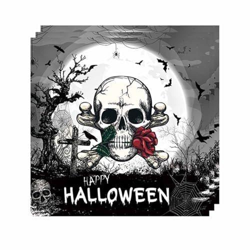 ParPix 20 Stück Halloween Servietten, Skelett Papierservietten, 33cm Tischdeko, Einwegpapier für Party, Horror Deko ParPix 20 Stück Halloween Servietten, Skelett Papierservietten, 33cm Tischdeko, Einwegpapier für Party, Horror Deko von ParPix