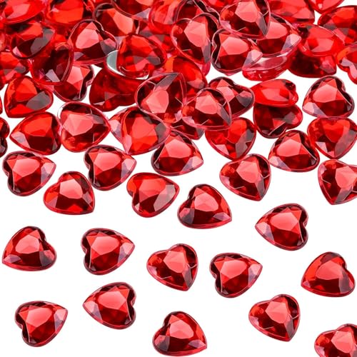 ParPix 200 Stück Diamantene Hochzeit Streudeko, Rubinhochzeit Deko Konfetti, Herz Deko Confetti Hochzeit Tischdeko, Herzen Streudeko Hochzeits, Herzkonfetti Hochzeitsdeko, 12mm Rot Herzen Diamantene von ParPix