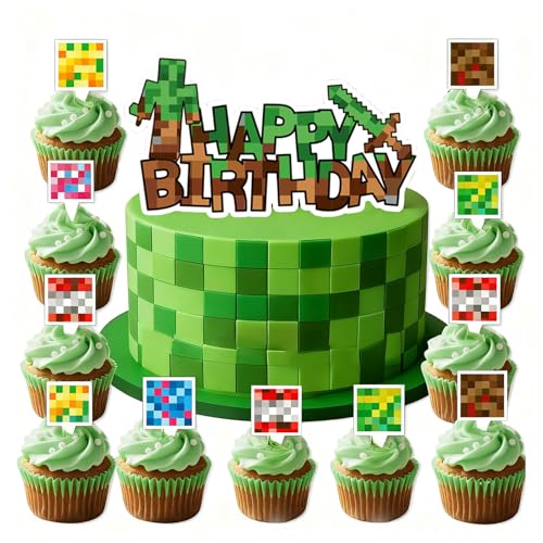 ParPix 25 Stück Pixel Happy Birthday Tortendeko Set ParPix 25 Stück Pixel Happy Birthday Tortendeko Set von ParPix