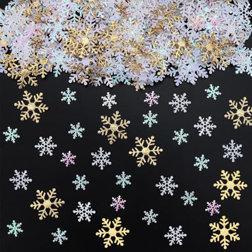 ParPix 3 Größen Streudeko Schneeflocken Deko, 800 Stück Schneeflocken Konfetti Weihnachten Deko,Streudeko Weihnachten,Schneeflocke Frozen Tischdeko,Deko Schnee Selber Basteln Winterdeko Weihnachtsdeko von ParPix