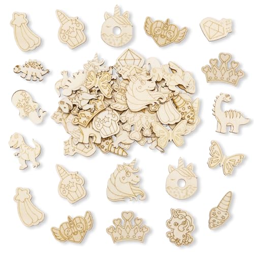 ParPix 50 Stück Holz Konfetti Einhorn Deko Kindergeburtstag, Groß 6cm Meerjungfrauen Einhorn Streudeko Geburtstag, Schmetterling Dino Confetti, Einhorn Party Streudeko,Einhorn Geburtstagsdeko Konfetti von ParPix