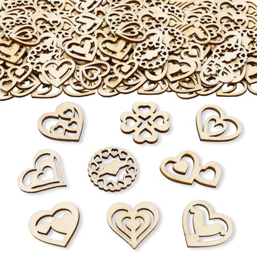 ParPix 50 Stück Holz Herz Konfetti Hochzeitsdeko, 3cm Holzherz Hochzeit Streudeko, Holzherzen Hochzeits Deko Confetti, Herz Deko Hochzeit Konfetti,Herzkonfetti für Hochzeits Geburtstag von ParPix