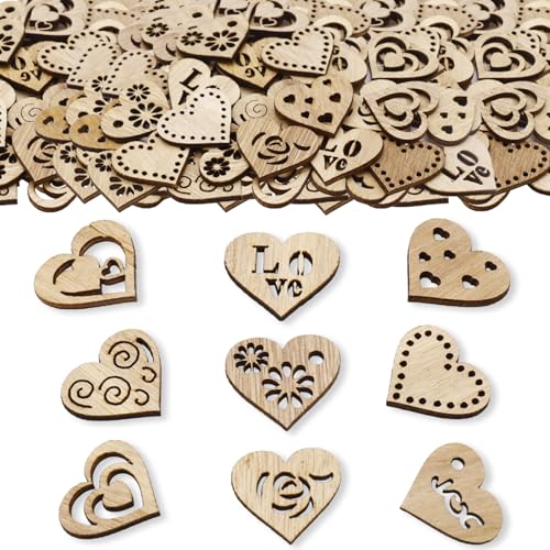 ParPix 50 Stück Holz Herz Hochzeit Streudeko, 3cm Holzherz Hochzeit Konfetti, Holzherzen Hochzeitsdeko Confetti, Tischdeko Hochzeit,Herz Deko Hochzeit Konfetti, Herz Holz Streudeko Hochzeit Geburtstag von ParPix