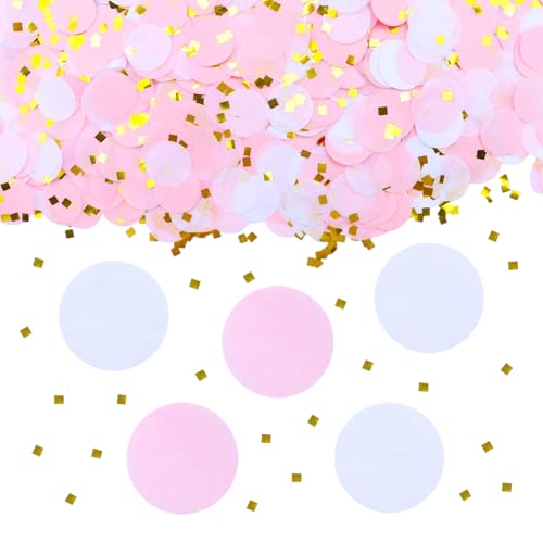 ParPix 6000 Stück Konfetti Bunt, 50g Rund Streudeko Geburtstag Hochzeit Deko, 2.5cm Hellrosa Streudeko Papier Konfetti Glitzer, Confetti Tischdeko, Luftballons Konfetti für Weihnachten,Silvester Deko von ParPix