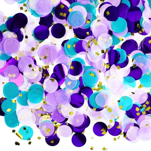 ParPix 6000 Stück Konfetti Bunt, 50g Lila Rund Streudeko für Geburtstag, Hochzeit, Weihnachten, Silvester - 2.5cm Papier Glitzer Tischdeko, Luftballons Deko von ParPix