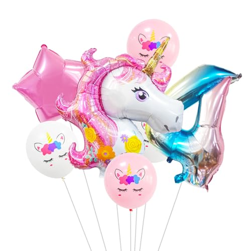 ParPix 7 Stück Einhorn Luftballon 4 Geburtstag Deko, XXL Einhorn Folienballon 4 Geburtstag Mädchen, Einhorn Geburtstagsdeko 4 Jahre Mädchen, Einhorn Deko Kindergeburtstag Ballon 4, Luftballon 4 Jahre ParPix 7 Stück Einhorn Luftballon 4 Geburtstag Deko, XXL Einhorn Folienballon 4 Geburtstag Mädchen, Einhorn Geburtstagsdeko 4 Jahre Mädchen, Einhorn Deko Kindergeburtstag Ballon 4, Luftballon 4 Jahre von ParPix