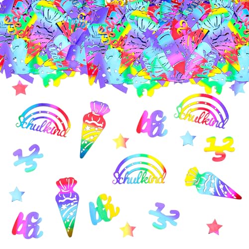 ParPix 80 Stück Konfetti Einschulung Deko Groß, Glitzer Regenbogenfarben Streudeko Einschulung, Tischdeko Einschulung Mädchen Junge, Tischdeko Schulanfang, Einschulung Streudeko, Schulkind Tischdeko ParPix 80 Stück Konfetti Einschulung Deko Groß, Glitzer Regenbogenfarben Streudeko Einschulung, Tischdeko Einschulung Mädchen Junge, Tischdeko Schulanfang, Einschulung Streudeko, Schulkind Tischdeko von ParPix