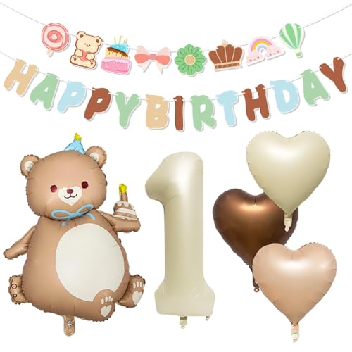 ParPix Bär Geburtstagsdeko 1 Jahr Junge Mädchen, XXL Luftballon 1. Geburtstag Deko, Deko 1. Geburtstags Set Mit Happy Birthday Banner, Folienballon 1 Geburtstag Junge,Bär Ballon 1 Jahr Geburtstagsdeko ParPix Bär Geburtstagsdeko 1 Jahr Junge Mädchen, XXL Luftballon 1. Geburtstag Deko, Deko 1. Geburtstags Set Mit Happy Birthday Banner, Folienballon 1 Geburtstag Junge,Bär Ballon 1 Jahr Geburtstagsdeko von ParPix
