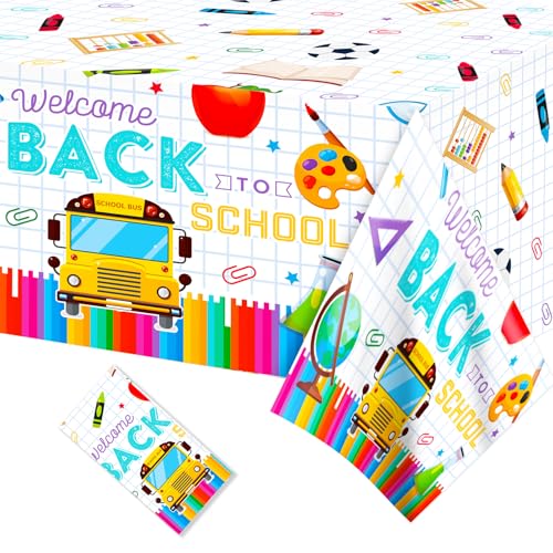 ParPix Einschulung Deko Tischdecke, 130x220cm Schulanfang Deko Tischdecken Junge Mädchen, Plastik Wasserdicht Schuleinführung Tischdecke, Schulanfang Schulkind Tischdecken,Einschulungsdeko Tischläufer von ParPix