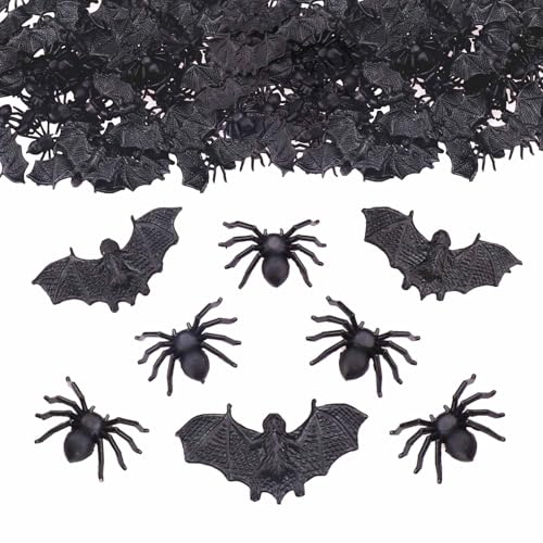 ParPix Halloween Deko: 100 Stück Schwarze Spinnen Streudeko, Horror Party Fledermäuse Konfetti, Spinne Fledermaus Tischdeko, Gruselige Deko, Prank ParPix Halloween Deko: 100 Stück Schwarze Spinnen Streudeko, Horror Party Fledermäuse Konfetti, Spinne Fledermaus Tischdeko, Gruselige Deko, Prank von ParPix