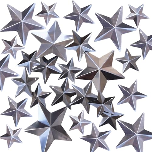 ParPix 50 Stück Verzinkter Metallsterne Weihnachten Streudeko, 2,5-7cm Sliver Metall Stern Weihnachten Tischdeko, Konfetti Sliver Stern Bauernhaus Deko,Verzinkter Scheunensterne Confetti Landhausdekor von ParPix