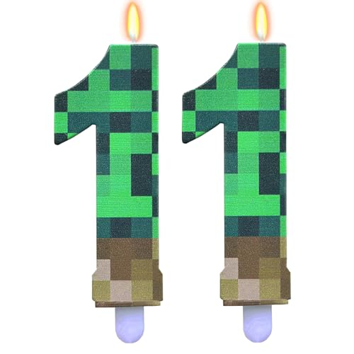 ParPix Pixel Geburtstagskerzen Zahlen 11, Pixelmotiv Kerze 11 Geburtstag Mädchen Junge, Grün 11 Geburtstagskerzen, 11. Geburtstag Kuchen Kerzen, 11 Nummer Kerze, Videospiel Pixel Thema 11 Zahlenkerze ParPix Pixel Geburtstagskerzen Zahlen 11, Pixelmotiv Kerze 11 Geburtstag Mädchen Junge, Grün 11 Geburtstagskerzen, 11. Geburtstag Kuchen Kerzen, 11 Nummer Kerze, Videospiel Pixel Thema 11 Zahlenkerze von ParPix