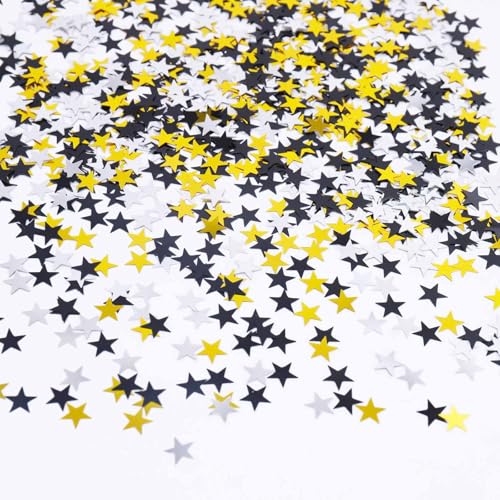 ParPix Sterne Konfetti Geburtstag Deko, Glitzer Sterne Streudeko Geburtstag, Gold Silber Schwarz Stern Weihnachten Tischdeko, Konfetti Glitzer Sterne Pailletten, Confetti Streudeko für Weihnachten ParPix Sterne Konfetti Geburtstag Deko, Glitzer Sterne Streudeko Geburtstag, Gold Silber Schwarz Stern Weihnachten Tischdeko, Konfetti Glitzer Sterne Pailletten, Confetti Streudeko für Weihnachten von ParPix