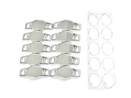 10x Blank Oval Shoelace Charms-Metall 12x16 mm mit 10x Epoxy Stickers für Paracord, Leder und vieles mehr von Paracordforyou